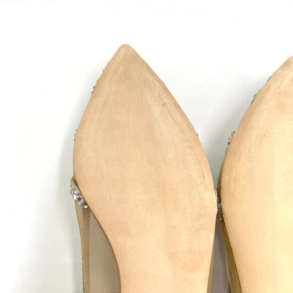 Badgley Mischka Bhldn Womens Size 8 Gigi Pointed Toe Jeweled Ivory‎ Ballet Flats - Picture 10 of 13